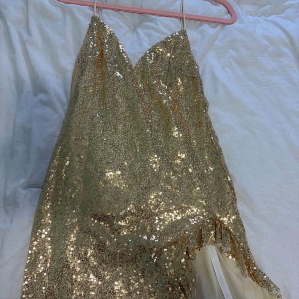 Lucy in the Sky Gold Sequin Trim Dress